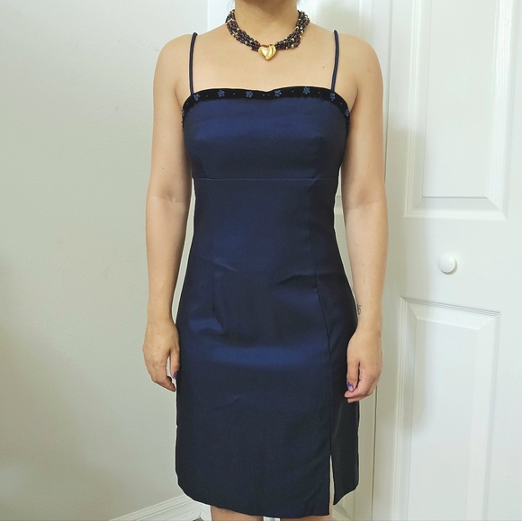 Rampage Vintage 90s Blue Prom Evening Party Dress Spaghetti Straps - Picture 9 of 9